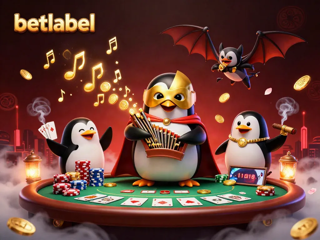 Experience the thrill of betlabel casino games with a phantom penguin and acrobat in a vibrant scene.